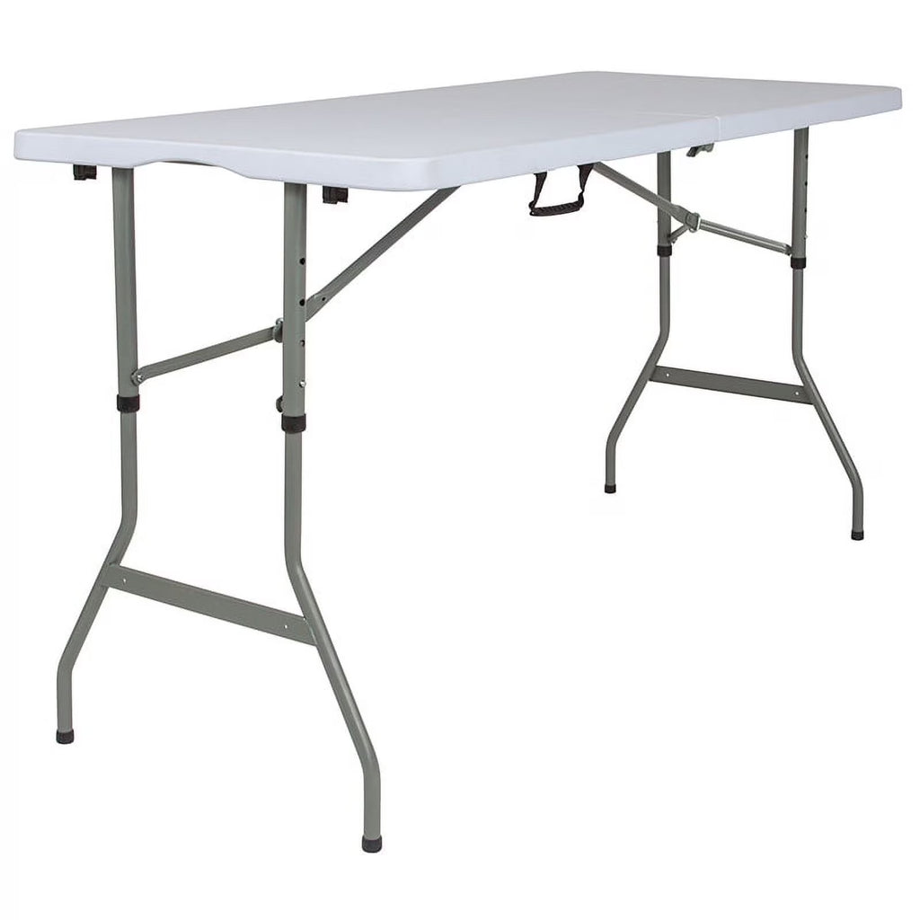 Granite White Plastic Bi-Fold Folding Table with Carrying Handle K392