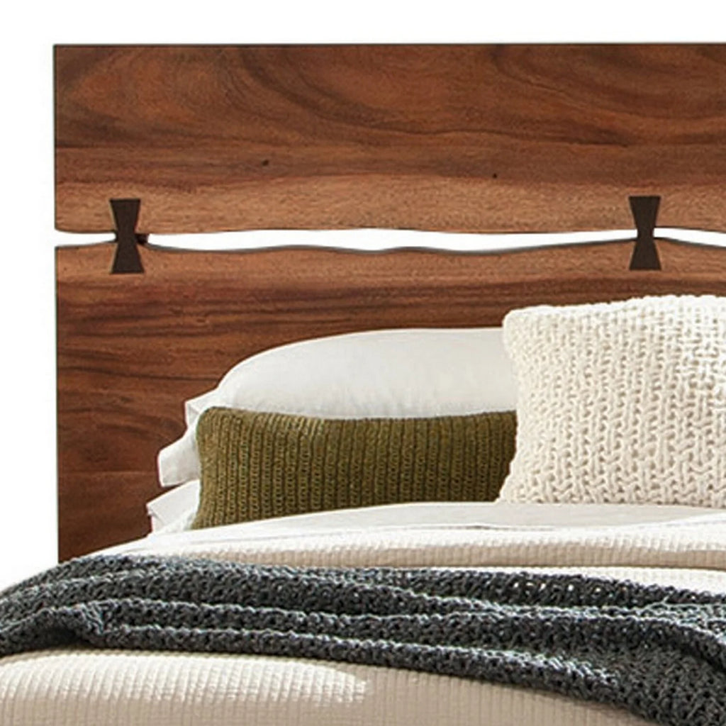 King Size Walnut Brown Wood Platform Bed O33017