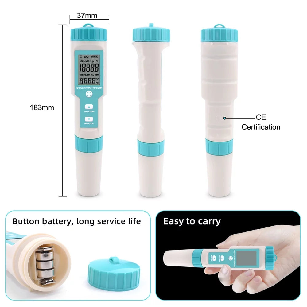 Salinity Monitor, 7 In 1 Pocket Water Quality Tester L693