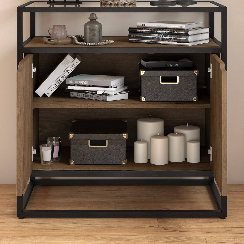 Small Storage Cabinet with Doors in Rustic Brown J577757