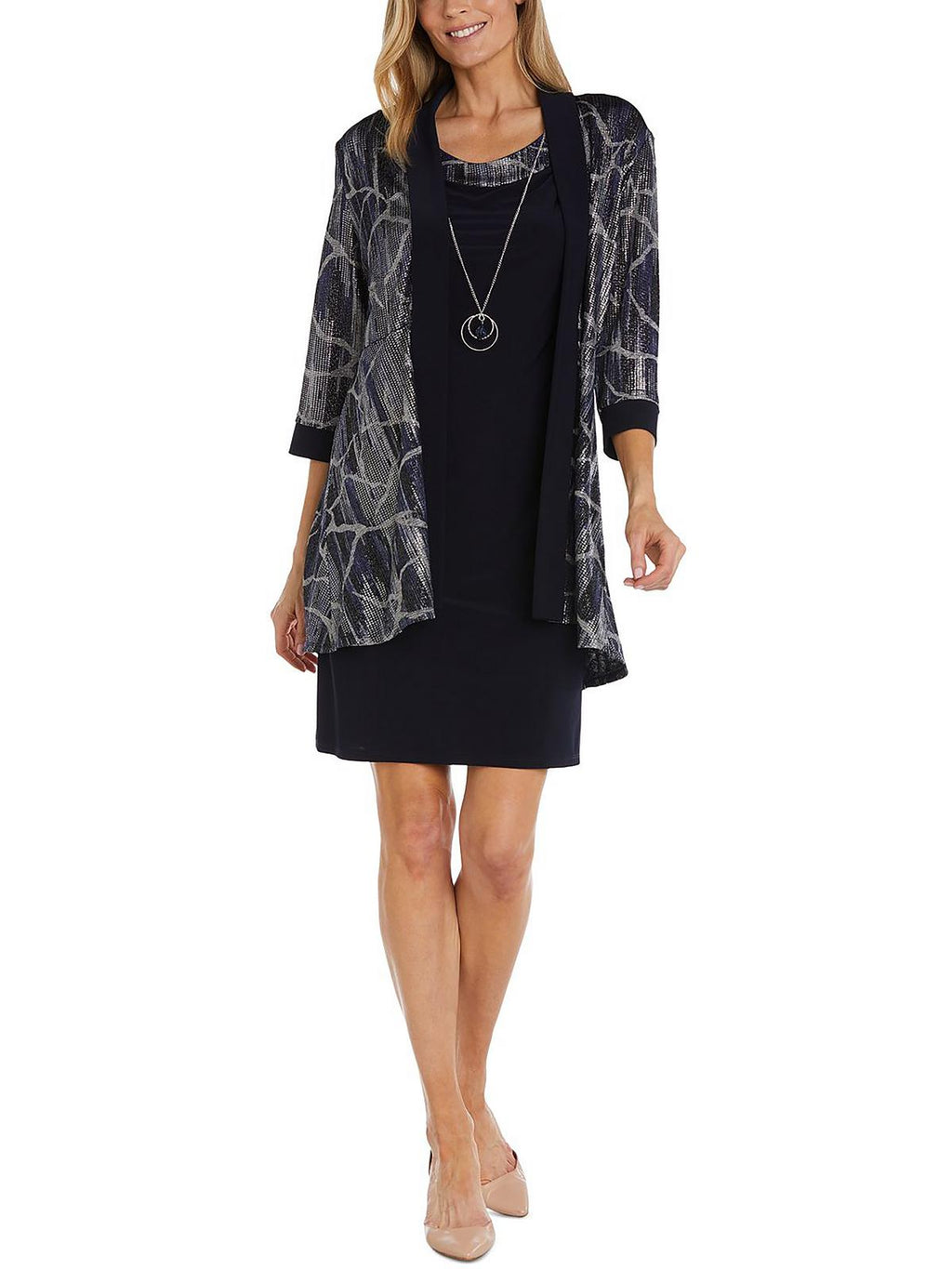 Printed Metallic Two Piece Dress F919367