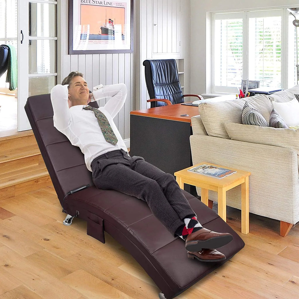 Brown PU Leather Electric Vibrating Recliner Chair with Heating L19054