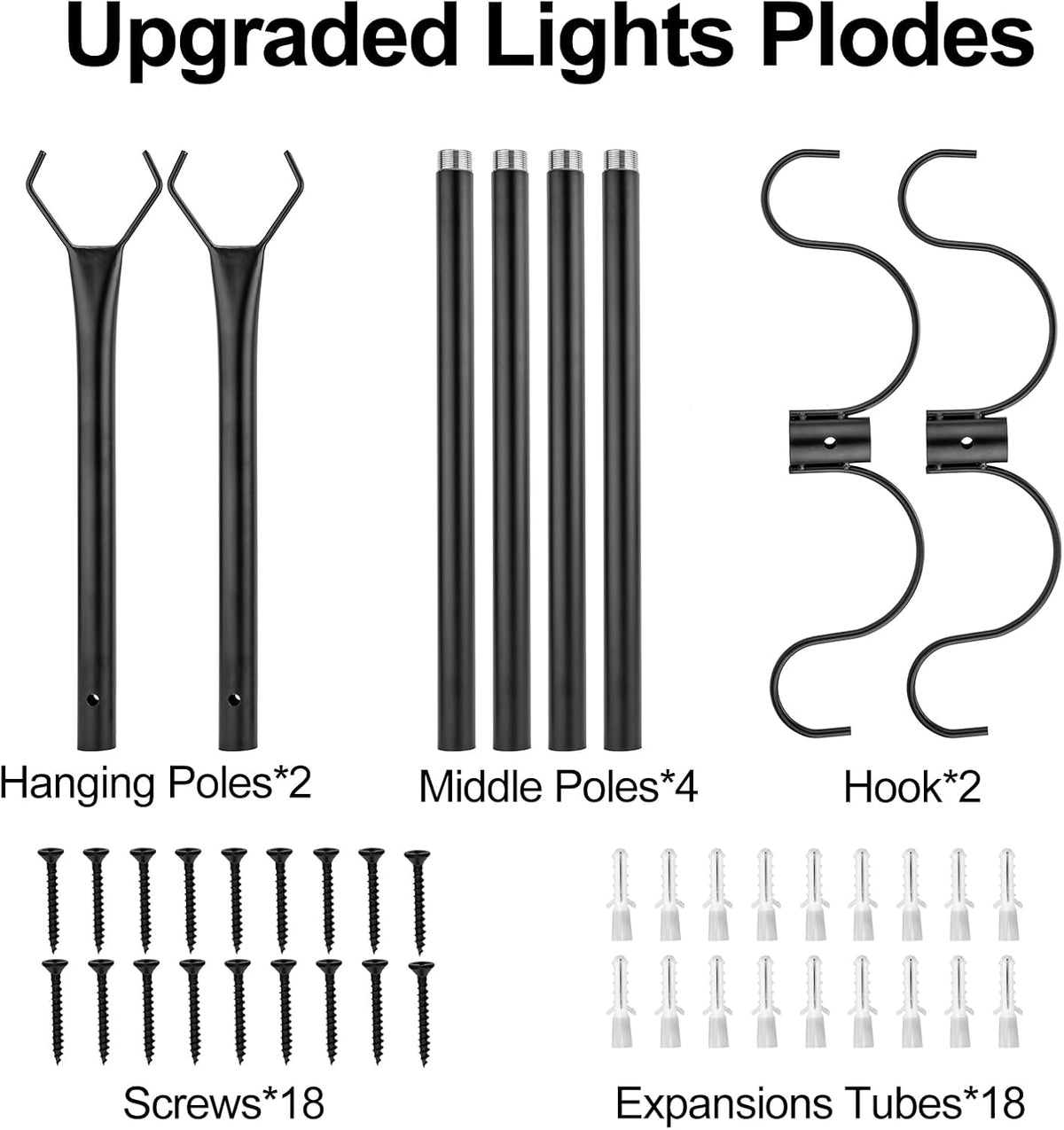 2 Pack Adjustable Metal String Light Poles T89312