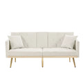 Cream White Velvet Upholstered Sofa Bed O915