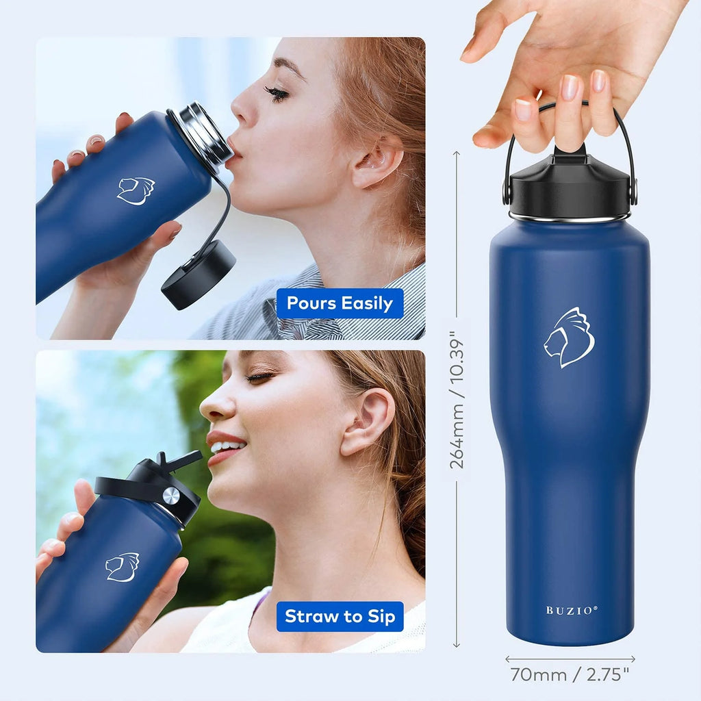 32oz Insulated Stainless Steel Water Bottle with Straw Lid and Flex Cap U3867