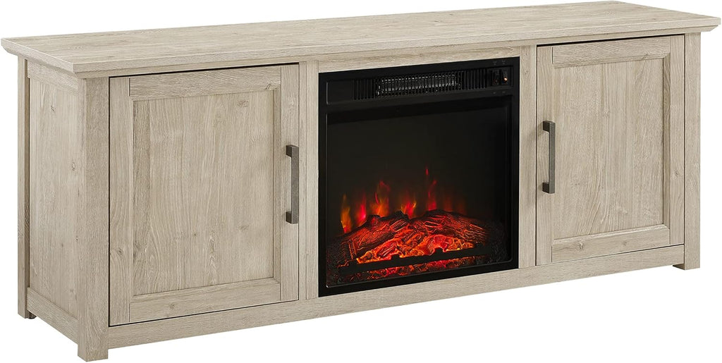 Dark Walnut Low Profile TV Stand with Electric Fireplace K10517