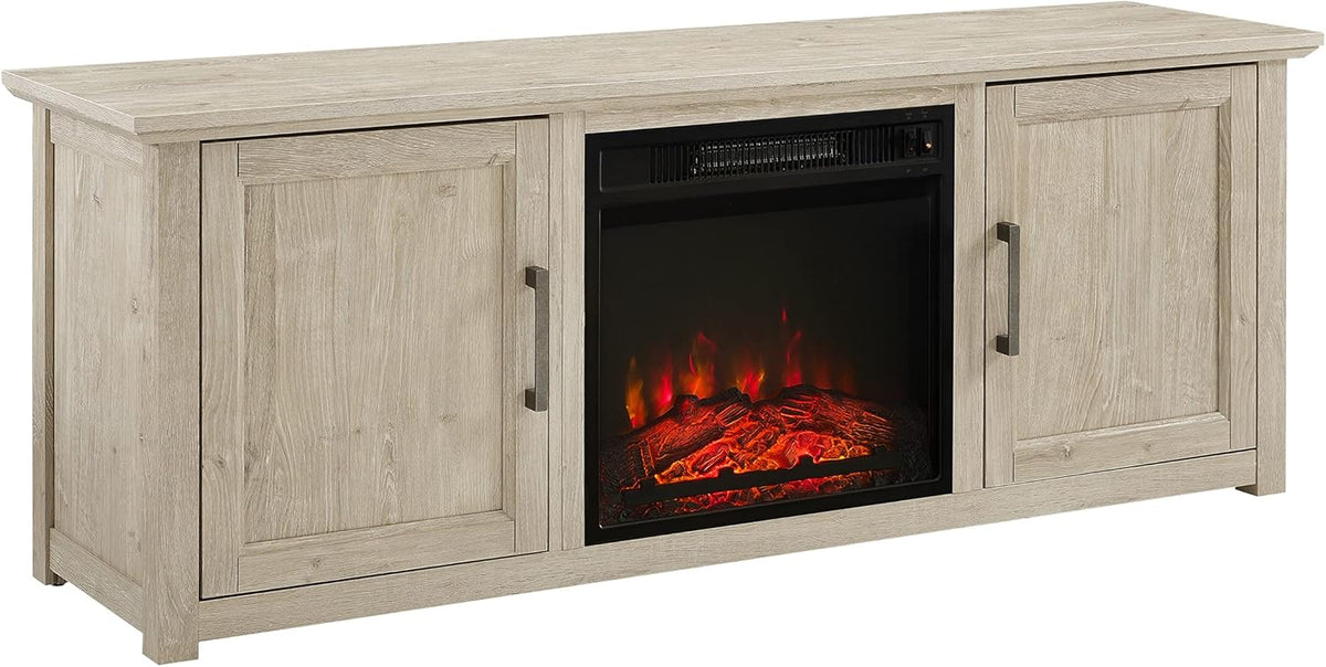 Dark Walnut Low Profile TV Stand with Electric Fireplace K10517