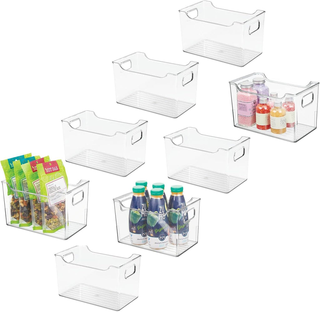 Clear Plastic Kitchen Storage Container Bins with Handles, 8 Pack T7207