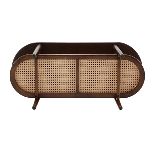 Walnut Rattan Coffee Table with Storage Shelf I524385