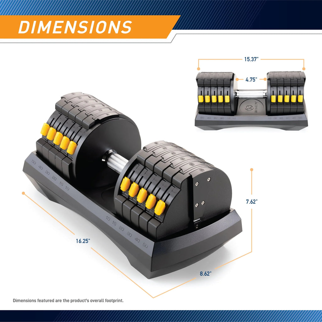 Adjustable Dumbbell System, 6 Dumbbells-in-1 up to 50lbs Y9511