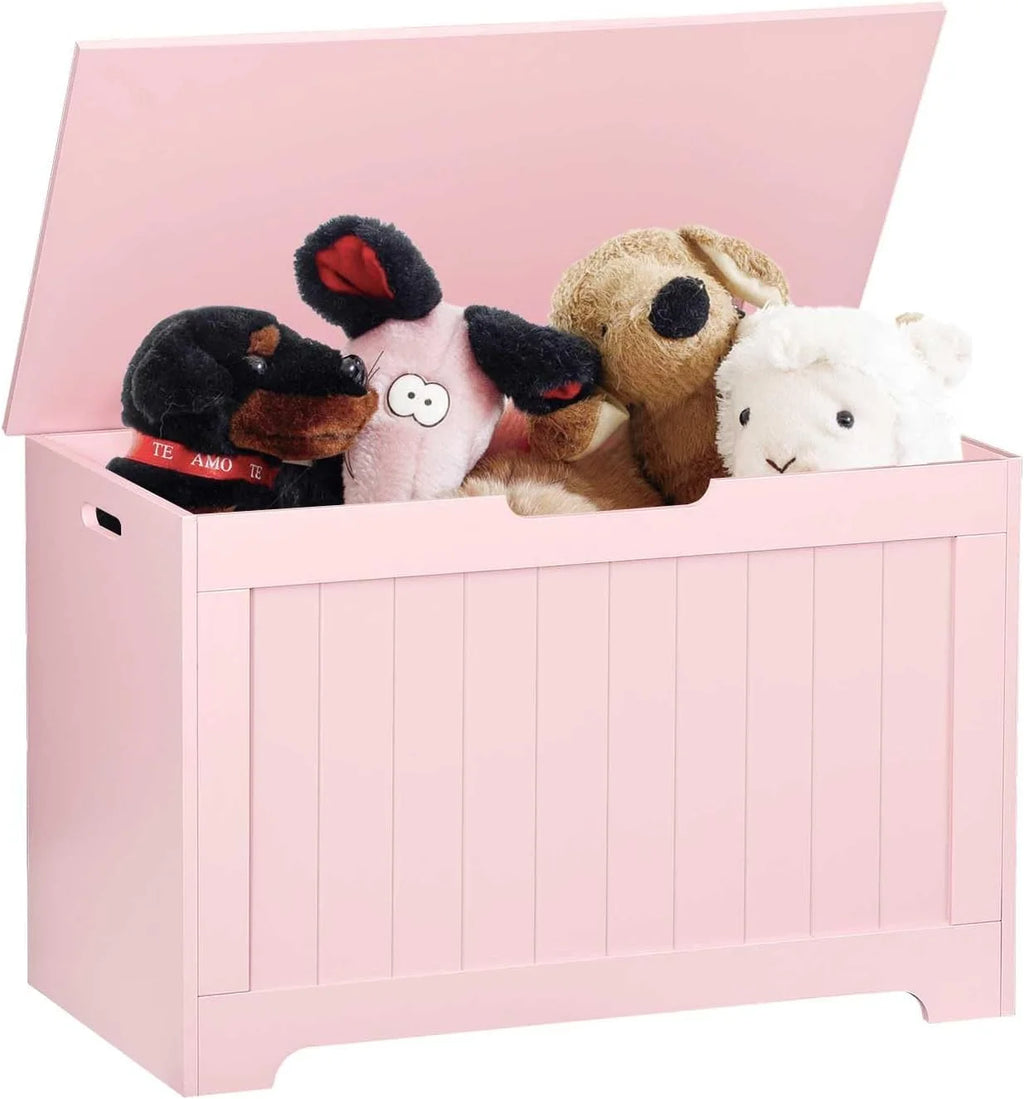White Wooden Toy Box Storage Chest with Flip-top Lid O9666