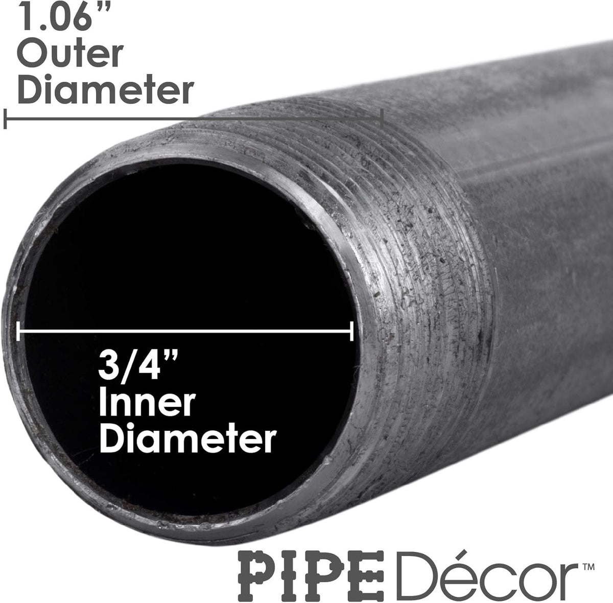 3/4” x 36” Malleable Cast Iron Pipe Connector Steel Grey 4 Pack X860186