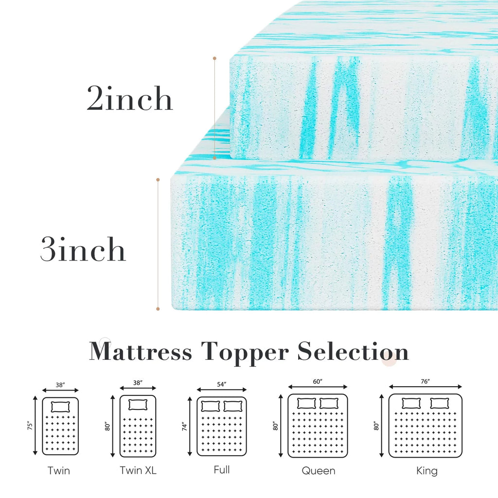 2 Inch Gel Memory Foam Mattress Topper, Twin XL A561