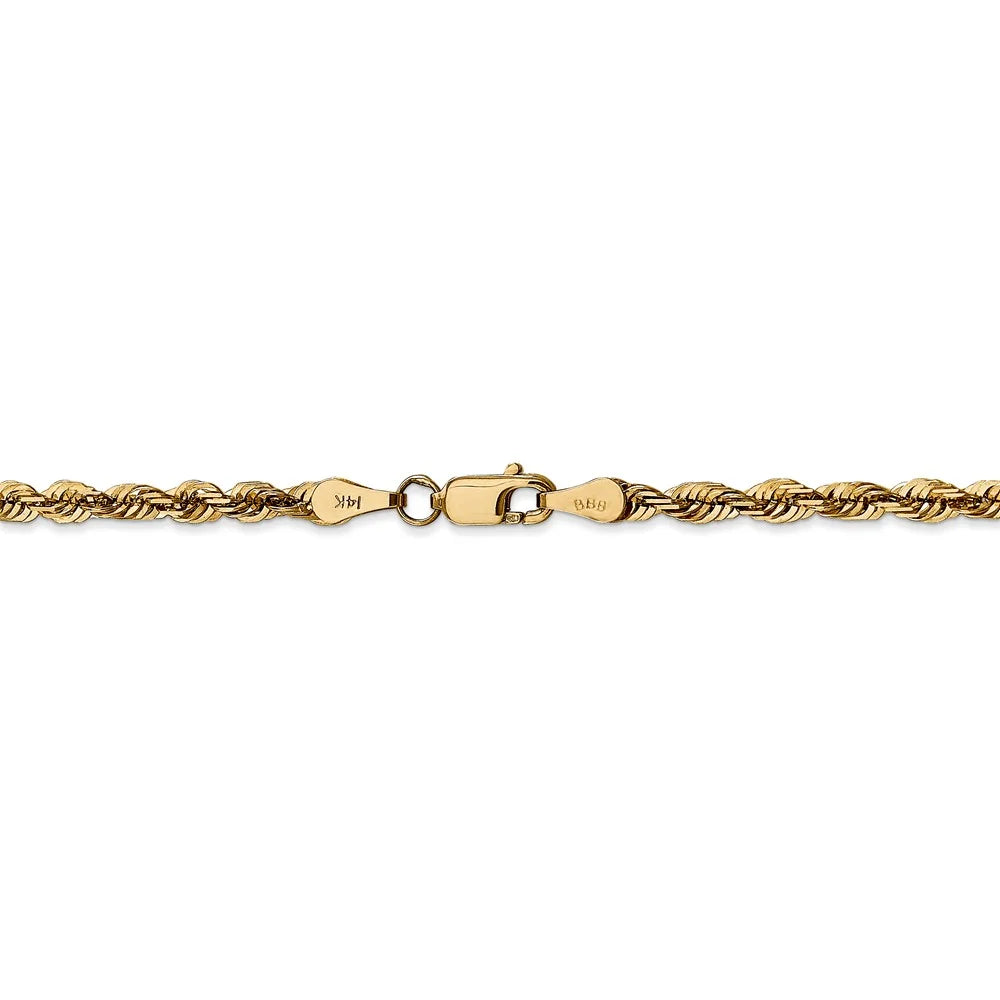 14kt Yellow Gold Diamond Cut Rope Chain with Lobster Clasp X27786
