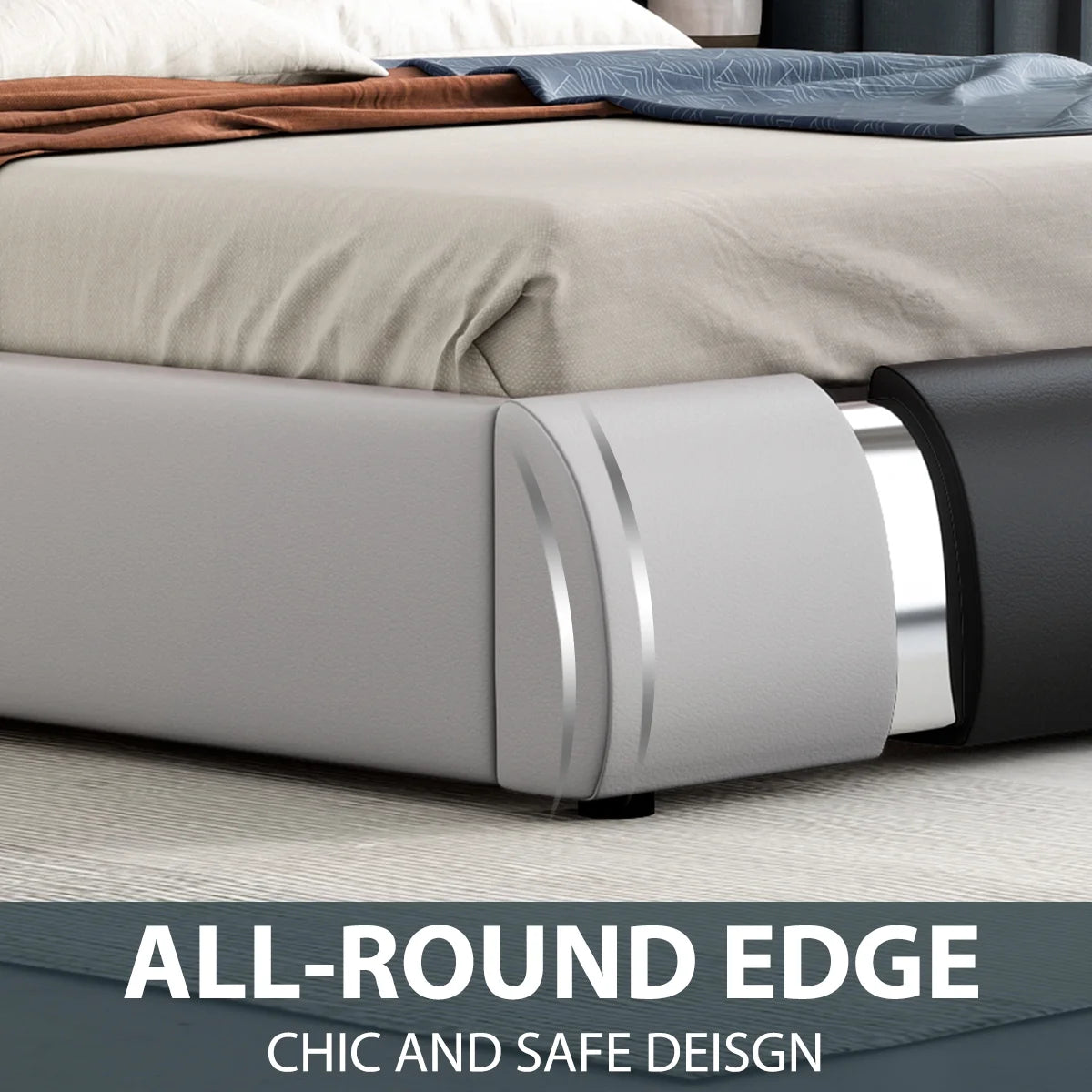 King Size Bed Frame with Adjustable Headboard C973