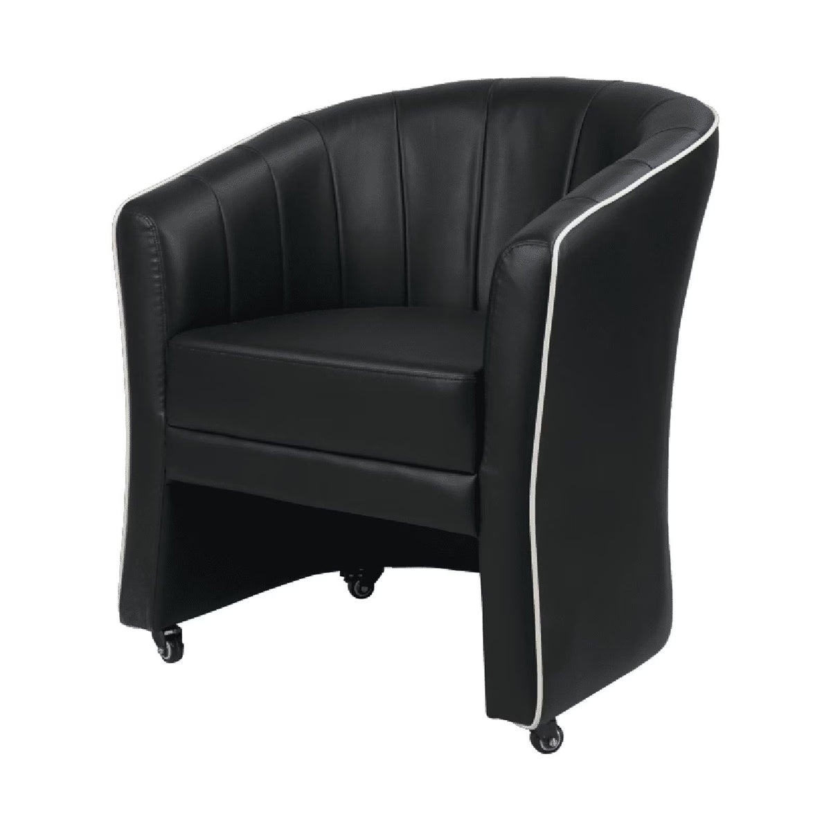 Black Leather Guest Chair with Lockable Rolling Casters J140349