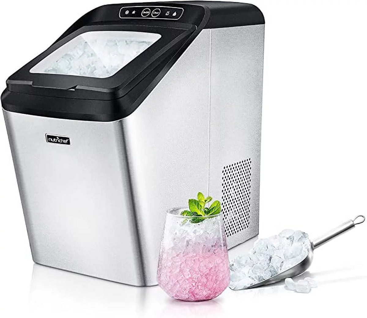 Electric Nugget Ice Maker Machine with Ice Scoop and Basket R432249