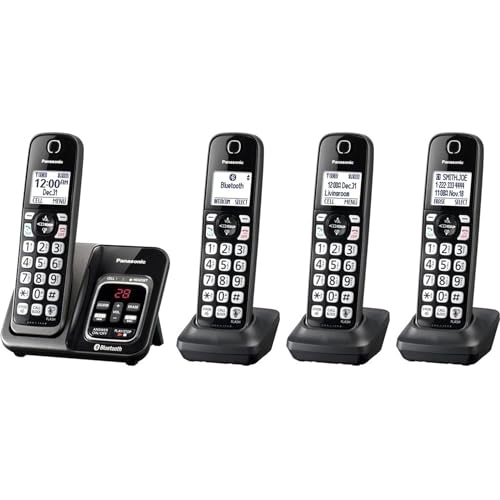 Metallic Black Cordless Phone System with 3 Handsets P94571