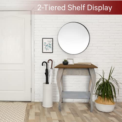 Mocha Wooden End Table with 2-Tiered Shelves W52900