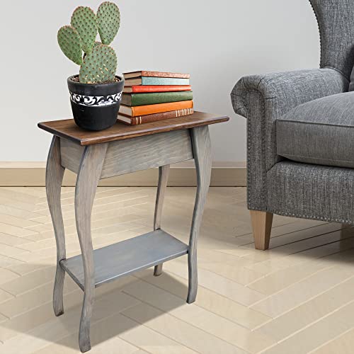 Mocha Wooden End Table with 2-Tiered Shelves W52900