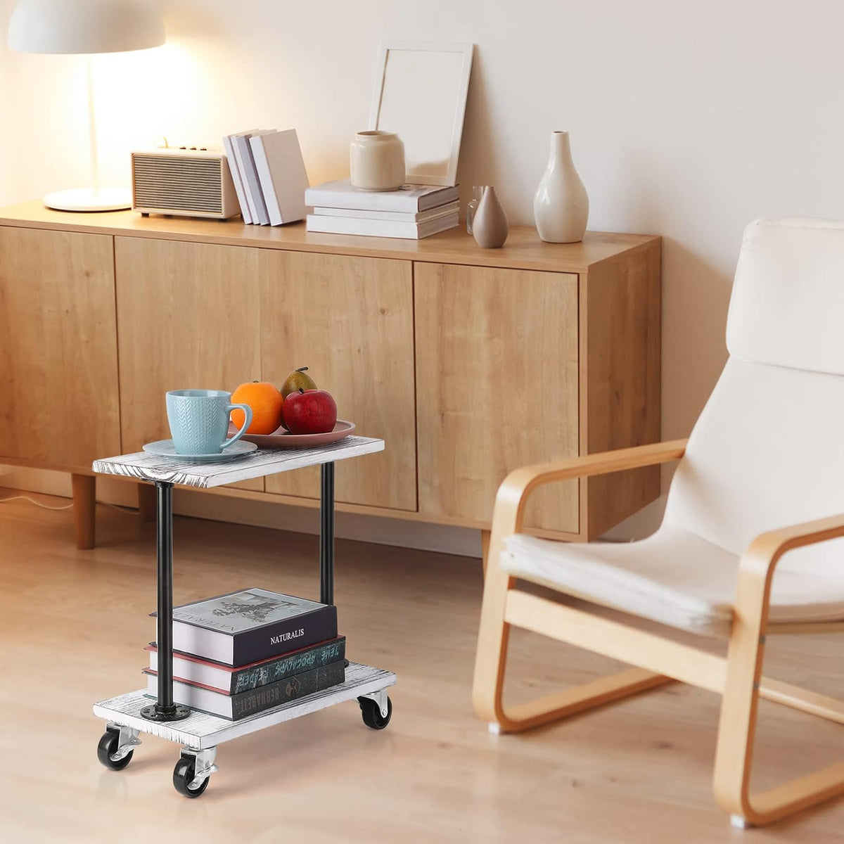 Narrow End Table with Wheels P6117