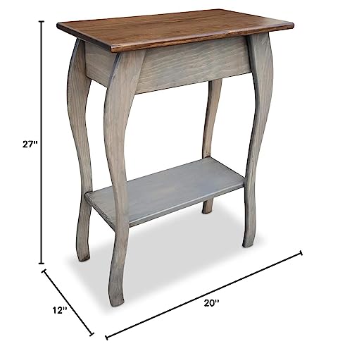 Mocha Wooden End Table with 2-Tiered Shelves W52900