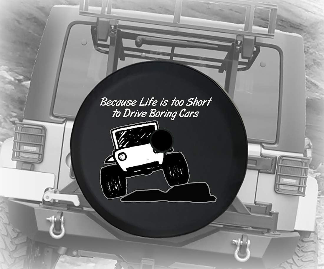 Black 32 Inch Spare Tire Cover with Backup Camera Hole I9827