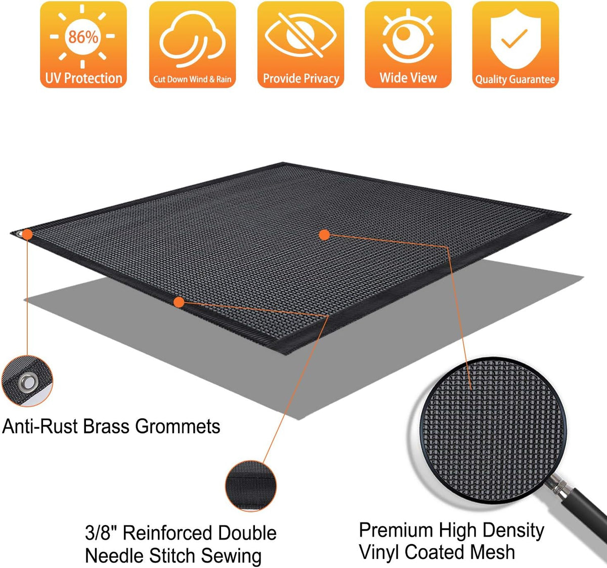 Black Mesh RV Awning Shade Screen with Zipper 19' x 9' A72905