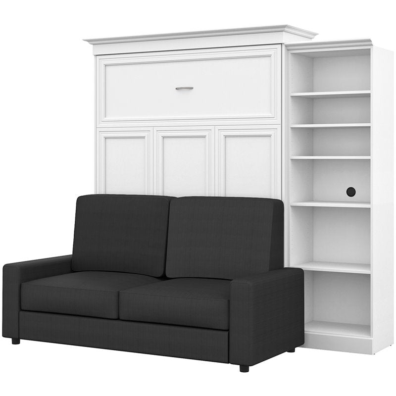 White Gray Wood Queen Murphy Bed with Sofa K591417