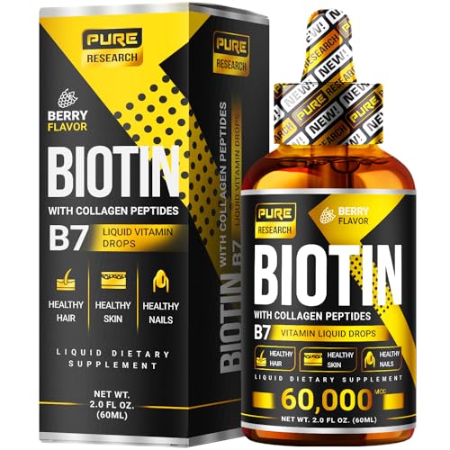 Biotin & Collagen 60,000mcg Hair Growth Liquid Drops, 4 Fl Oz C914