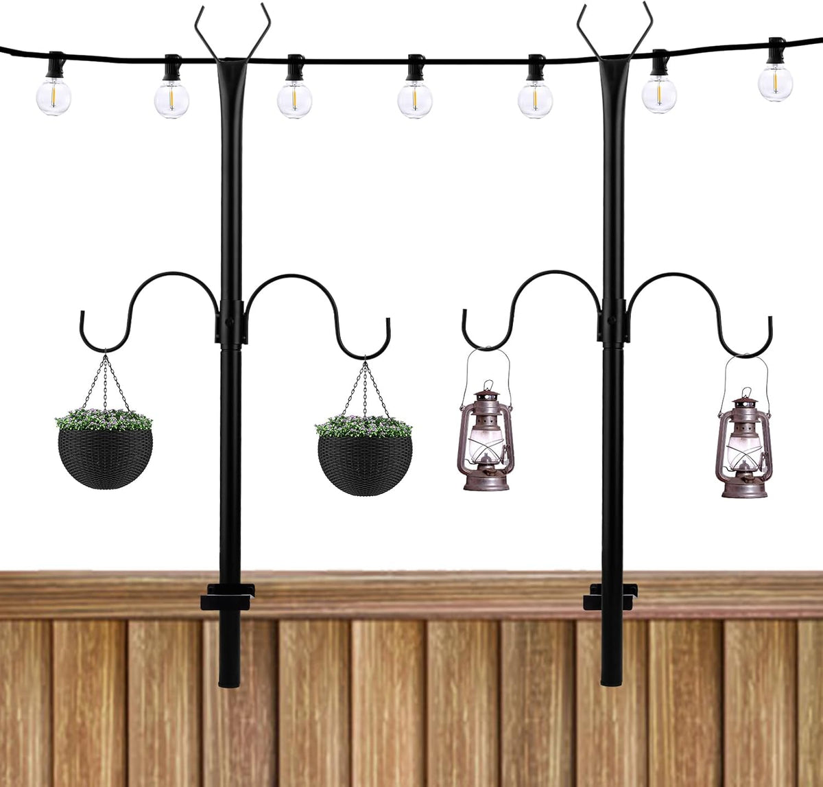2 Pack Adjustable Metal String Light Poles T89312