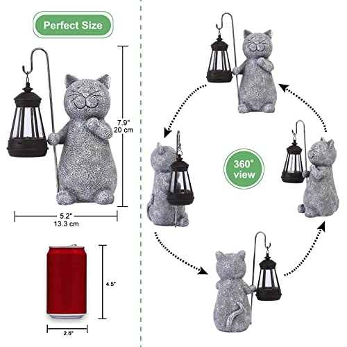Solar Garden Statue Cat Figurine with Solar Lantern U2974