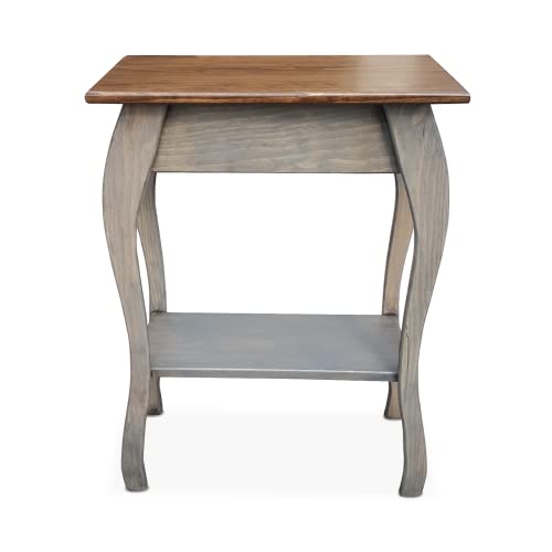 Mocha Wooden End Table with 2-Tiered Shelves W52900