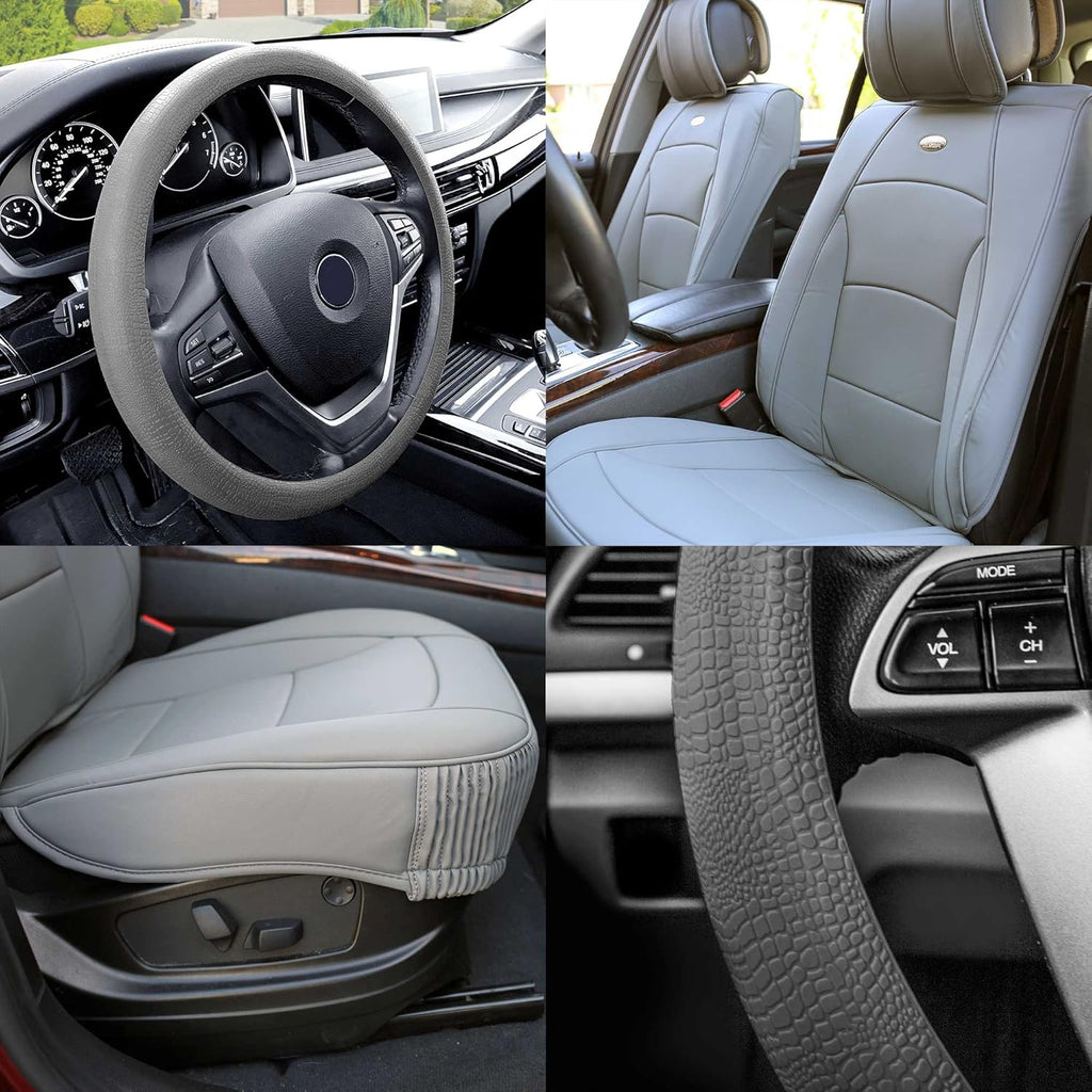 Faux Leather Seat Cushions Front Set Brown Black F9952