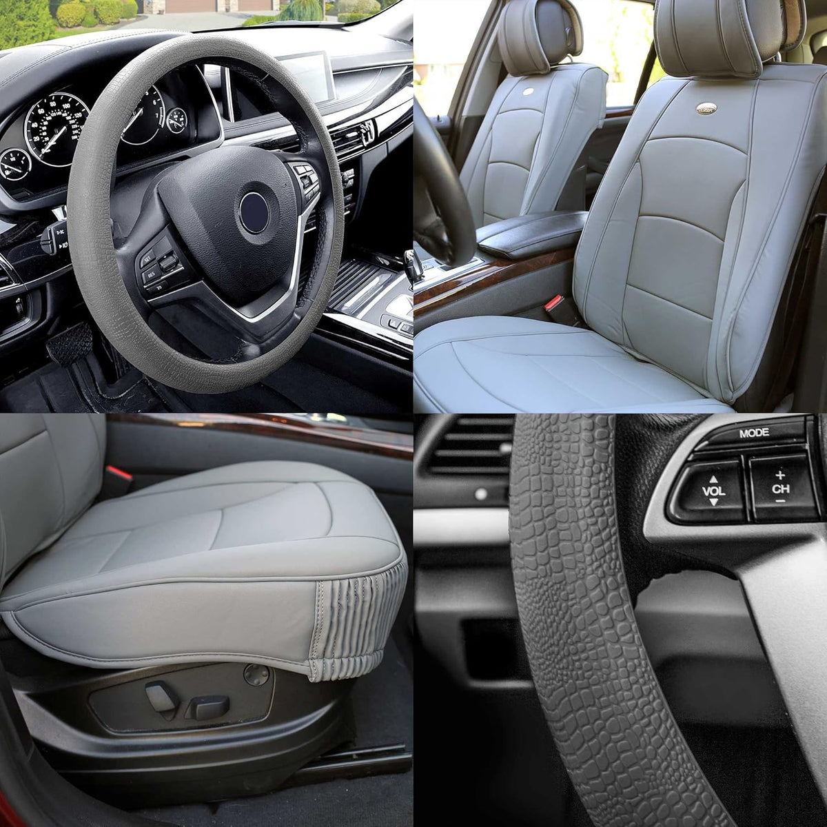 Faux Leather Seat Cushions Front Set Brown Black F9952