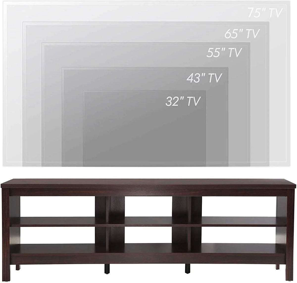 Brown 70'' TV Stand with 6 Cubby B55653