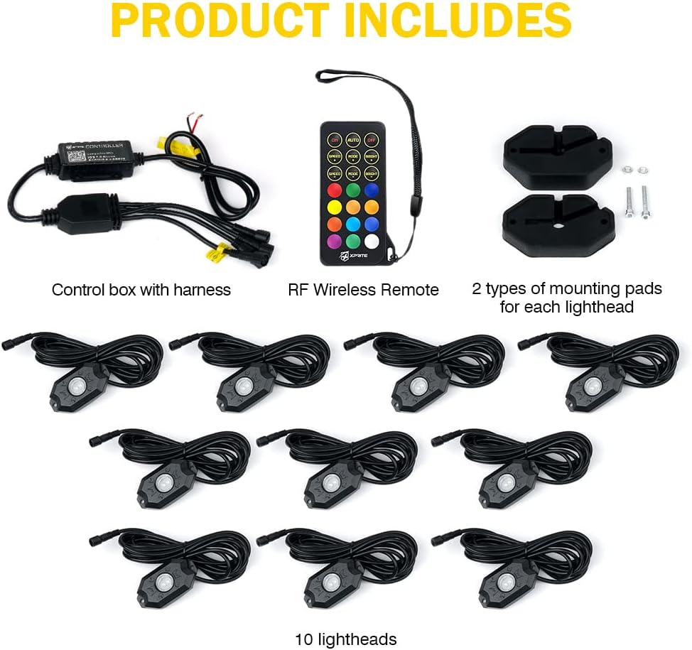 Multicolor LED Rock Lights Kit with Bluetooth Remote, 8 Pods G603
