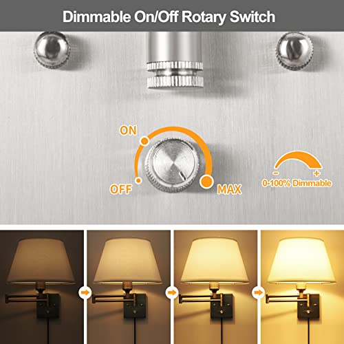 Beige Fabric Wall Sconces Set of Two with Dimmer Switch O887