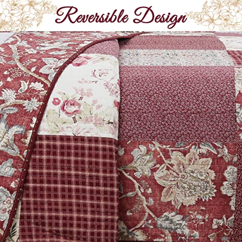 King 3 Piece 100% Cotton Reversible Patchwork Coverlet Bedding Set V836931
