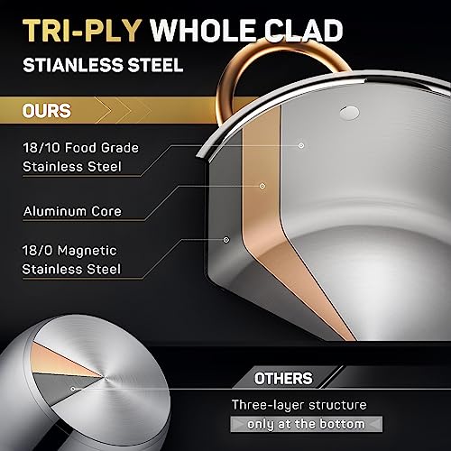 3 Ply Stainless Steel 8 Quart Stock Pot with Lid W69463