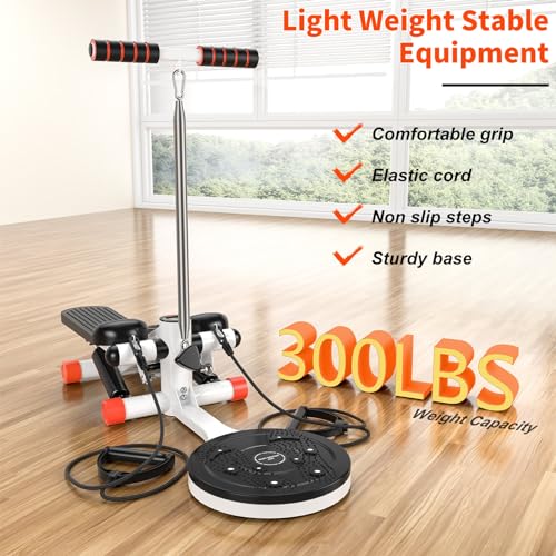 Mini Twist Stepper with Resistance Bands, 330LBS Weight Capacity, Adjustable Twist Table, LCD Monitor J6711