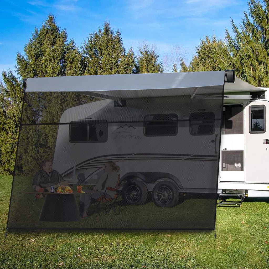 Black Mesh RV Awning Shade Screen with Zipper 19' x 9' A72905