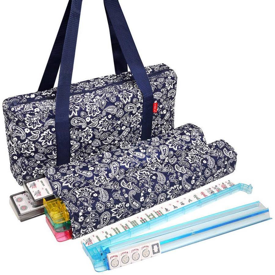 Soft-Sided American mAh Jongg Set with White Tiles and Modern Pushers P487358