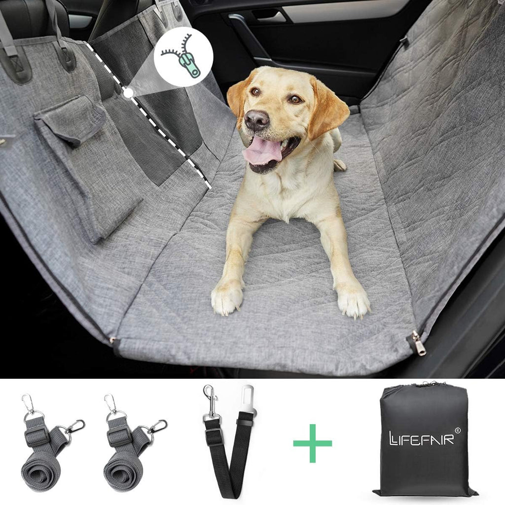Dog Car Seat Cover with Mesh Window, Gray A211298