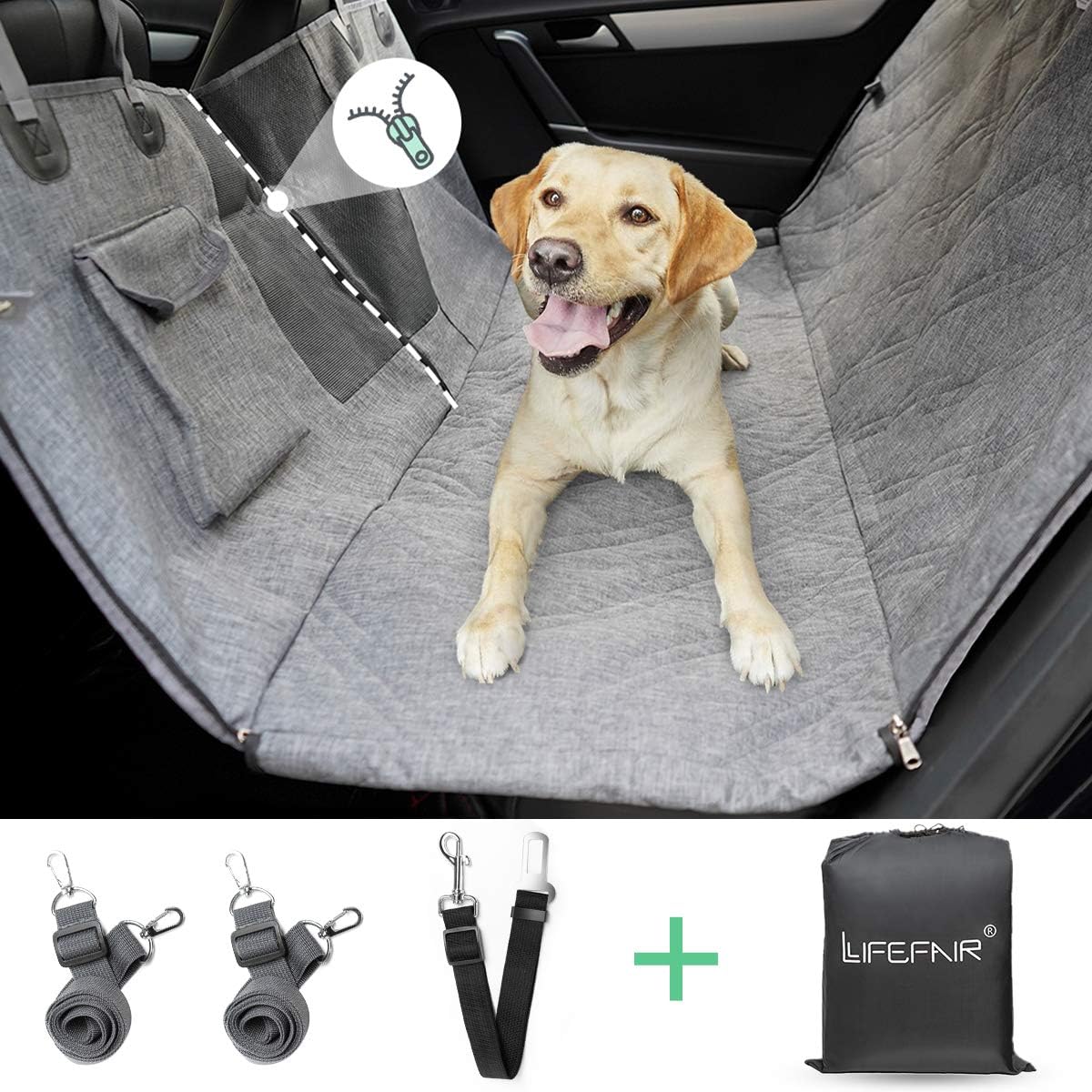 Dog Car Seat Cover with Mesh Window, Gray A211298