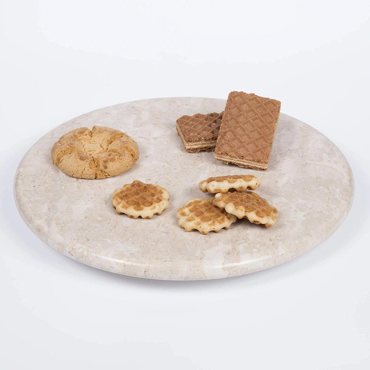 Natural Champagne Marble Lazy Susan Turn Table Serving Board H2441