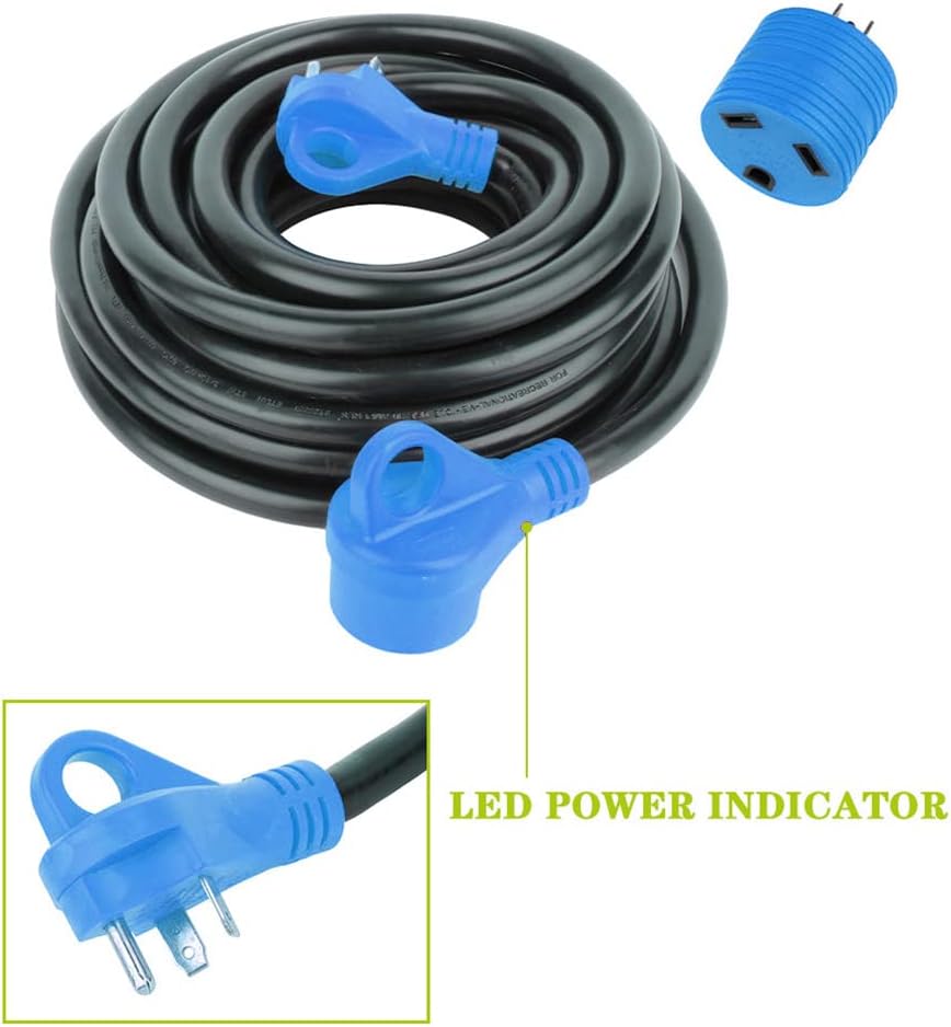 30FT 30 Amp RV Extension Cord with LED Power Indicator F4174