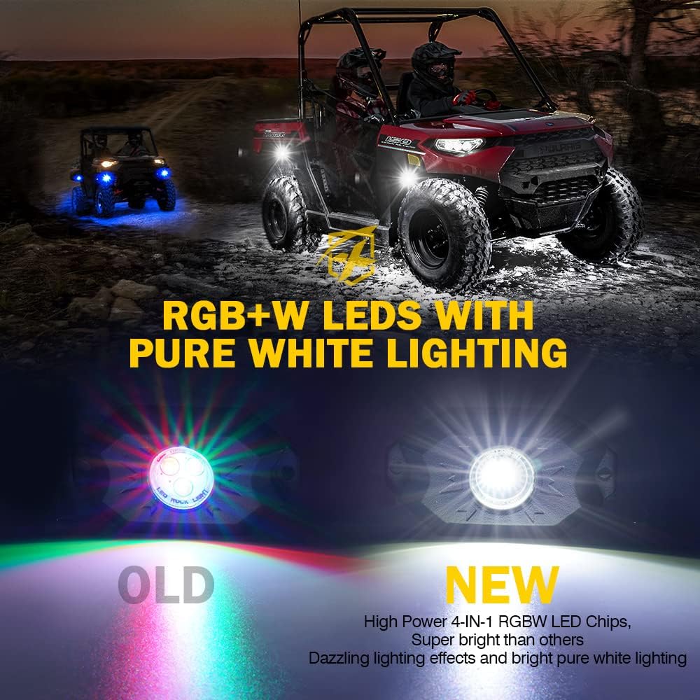 Multicolor LED Rock Lights Kit with Bluetooth Remote, 8 Pods G603