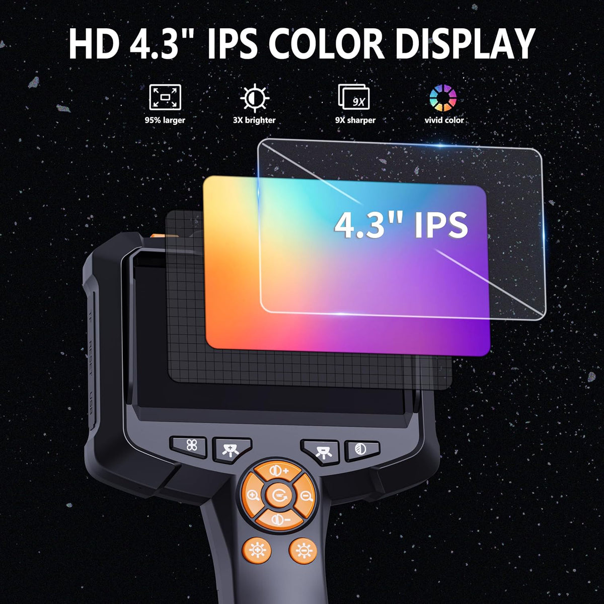 4.3" 1080 HD IP67 Waterproof Inspection Camera with Light J9069