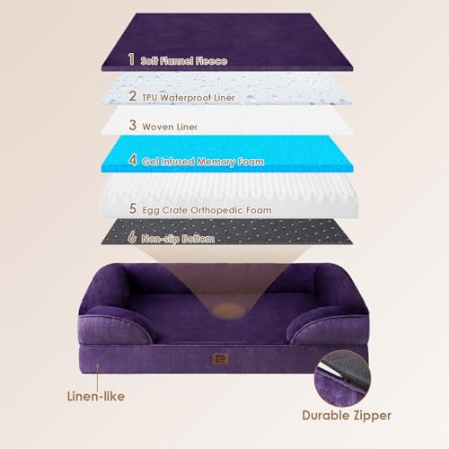 Grey Waterproof Memory Foam Large Dog Bed with Washable Removable Cover F31148